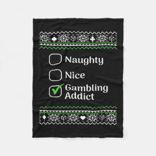 Naughty Nice Gambling Addict Christmas Fleece Blanket
