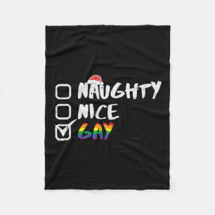 Naughty Nice Gay Rainbow Funny Gay Pride Lgbt Chri Fleece Blanket