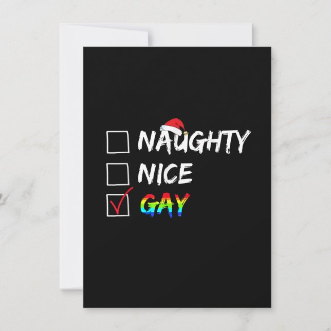 Naughty Nice Gay Rainbow Funny Gay Pride LGBT Chri Invitation (Front)