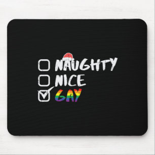 Naughty Nice Gay Rainbow Funny Gay Pride Lgbt Chri Mouse Mat