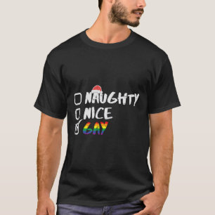Naughty Nice Gay Rainbow Funny Gay Pride Lgbt Chri T-Shirt