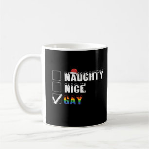 Naughty Nice Gay Rainbow Pride LGBT Christmas Gift Coffee Mug