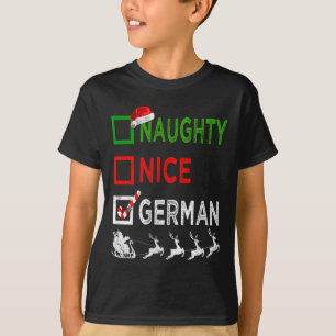 Naughty Nice German Christmas Pyjamas Funny Santa  T-Shirt