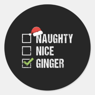 Naughty Nice Ginger Redhead Santa Hat Irish Christ Classic Round Sticker