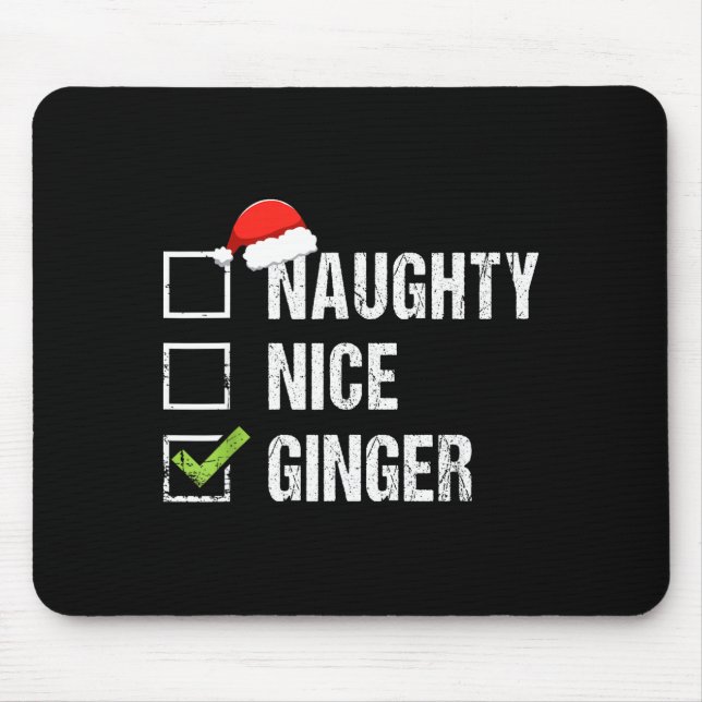 Naughty Nice Ginger Redhead Santa Hat Irish Christ Mouse Mat (Front)