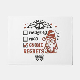 Naughty Nice Gnome Regrets Gnomies Funny XMas   Doormat