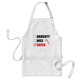 Naughty Nice Greek Christmas Design Adult Apron