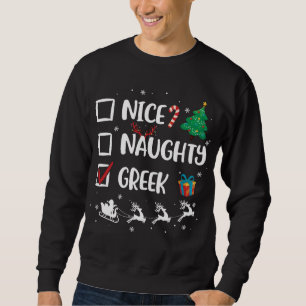 Naughty Nice Greek Christmas Funny Santa Hat Xmas Sweatshirt