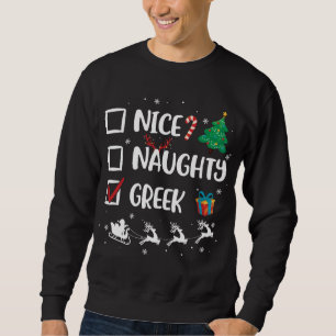 Naughty Nice Greek Christmas Funny Santa Hat Xmas Sweatshirt