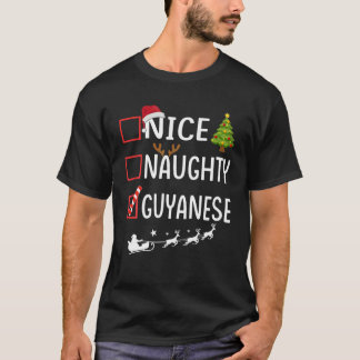 Naughty Nice guyanese Christmas Pyjamas Santa Clau T-Shirt
