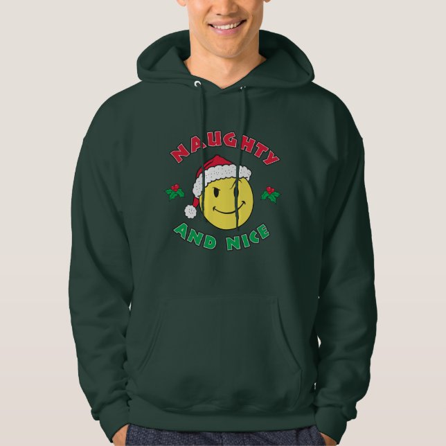 Naughty & Nice Happy Face Hoodie (Front)