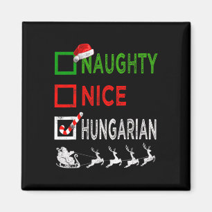 Naughty Nice Hungarian Christmas Pyjamas Funny San Magnet