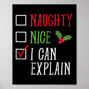 Naughty Nice I Can Explain Funny Christmas List  Poster