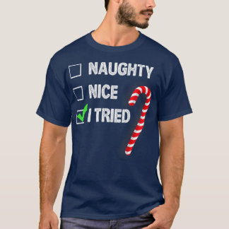 Naughty Nice I Tried Funny Christmas Funny gift T-Shirt