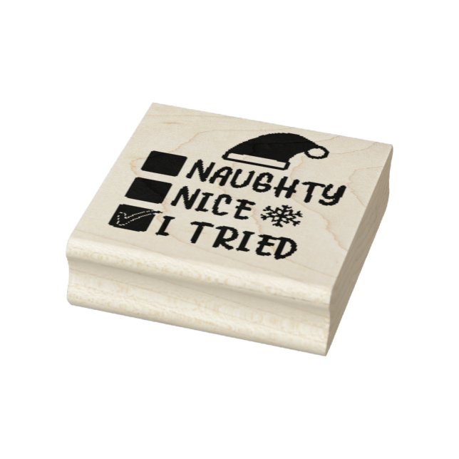 Naughty Nice I Tried List Rubber Stamp (Stamp)