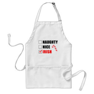 Naughty Nice Irish Christmas Design Adult Apron
