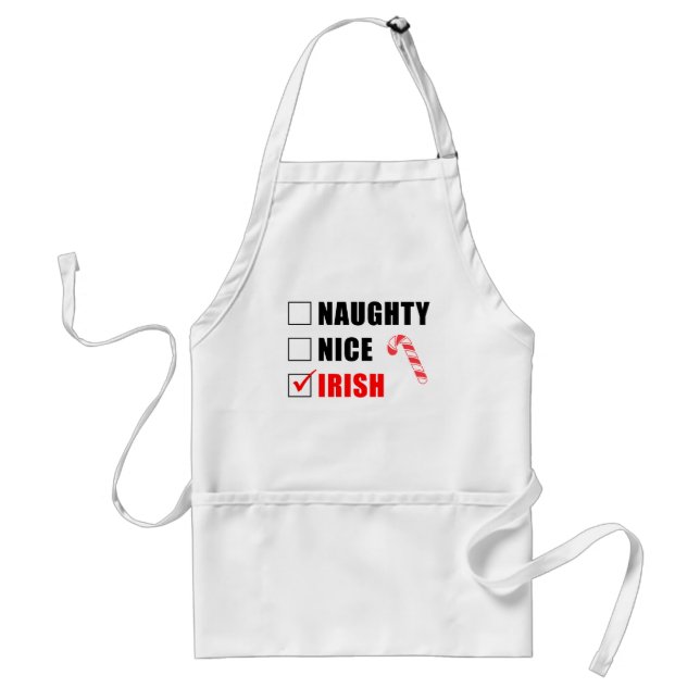 Naughty Nice Irish Christmas Design Adult Apron (Front)