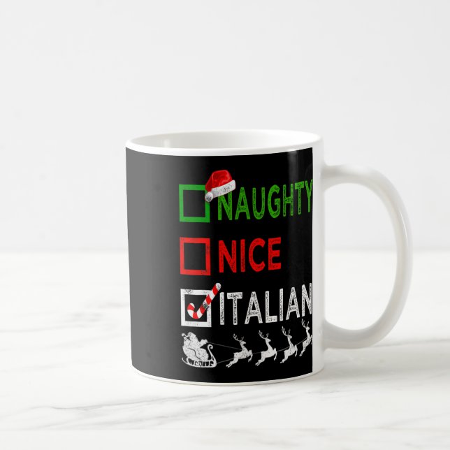 Naughty Nice Italian Christmas Pyjamas Funny Santa Coffee Mug (Right)