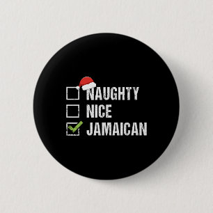 Naughty Nice Jamaican Santa Hat Christmas Gift 6 Cm Round Badge