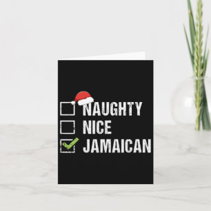 Naughty Nice Jamaican Santa Hat Christmas Gift  Card