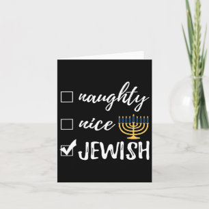 Naughty Nice Jewish Funny Ugly Christmas Hanukkah  Card