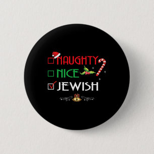 Naughty Nice Jewish Group Matching Christmas Gifts 6 Cm Round Badge