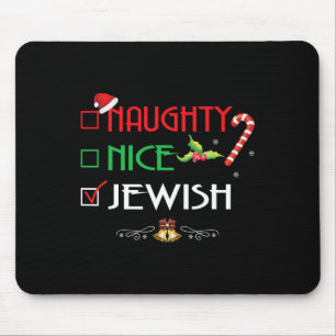 Naughty Nice Jewish Group Matching Christmas Gifts Mouse Mat