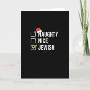 Naughty Nice Jewish Santa Christmas  Card
