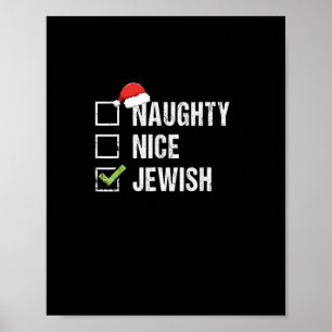 Naughty Nice Jewish Santa Christmas Poster