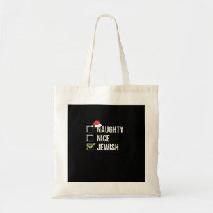 Naughty Nice Jewish Santa Christmas Tote Bag