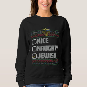 Naughty Nice Jewish Santa Ugly Christmas Hanukkah Sweatshirt