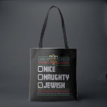 Naughty Nice Jewish Santa Ugly Christmas Hanukkah Tote Bag<br><div class="desc">Naughty Nice Jewish Santa Ugly Christmas Hanukkah</div>