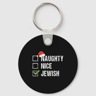 Naughty Nice Jewish Shirt Santa Jew Christmas Gift Key Ring