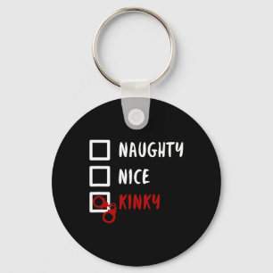 Naughty Nice Kinky Christmas List Santa Handcuffs Key Ring