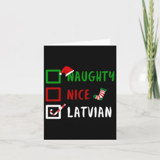 Naughty Nice Latvian Funny Latvia Christmas Santa  Card
