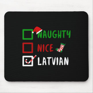 Naughty Nice Latvian Funny Latvia Christmas Santa Mouse Mat