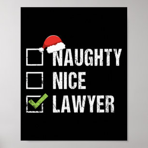 Naughty Nice Lawyer Santa Hat Law Christmas Gift Poster