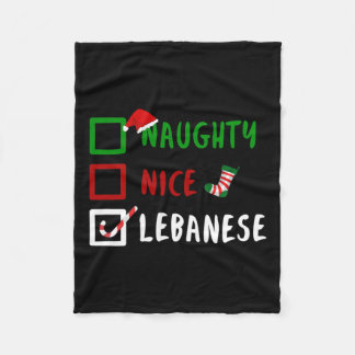 Naughty Nice Lebanese Funny Lebanon Christmas Sant Fleece Blanket