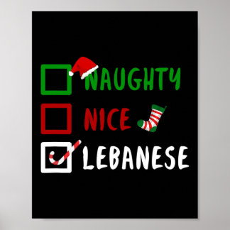 Naughty Nice Lebanese Funny Lebanon Christmas Sant Poster