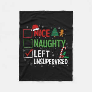 Naughty Nice Left Unsupervised Christmas Pyjamas S Fleece Blanket