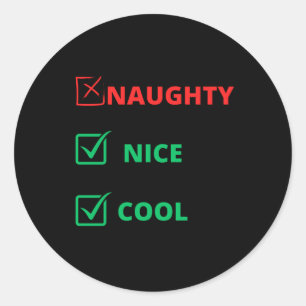 naughty nice list classic round sticker