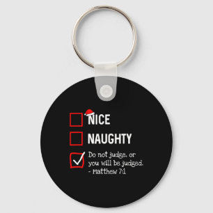 Naughty Nice List Funny Religious Christian Christ Key Ring