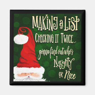Naughty Nice List Santa Christmas Holiday  Magnet
