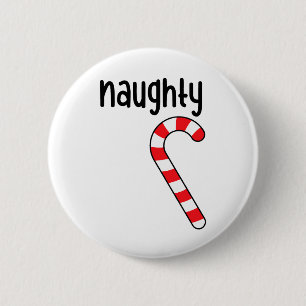 Naughty Nice Matching Couples Christmas Pyjamas  6 Cm Round Badge