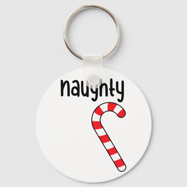 Naughty Nice Matching Couples Christmas Pyjamas  Key Ring (Front)