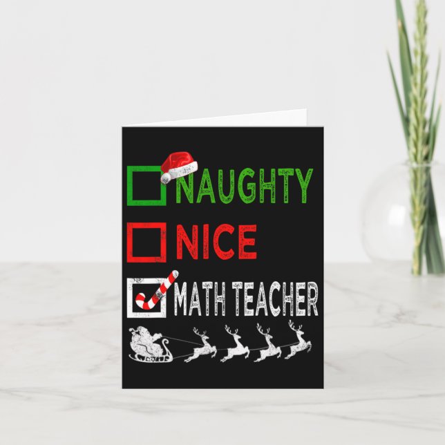 Naughty Nice Math Teacher Christmas Pyjamas Funny  Card (Front)