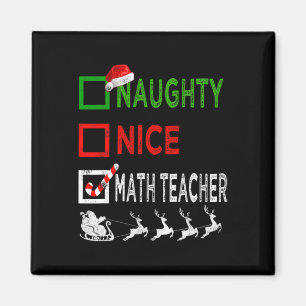 Naughty Nice Math Teacher Christmas Pyjamas Funny Magnet