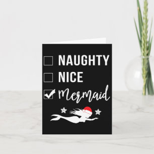 Naughty Nice Mermaid Funny Mermaid Christmas Card