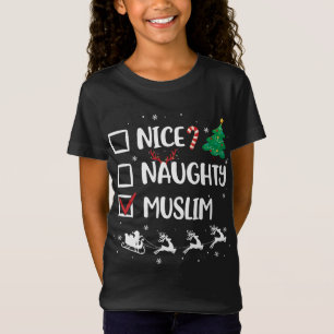 Naughty Nice Muslim Christmas Funny Santa Hat -Xma T-Shirt