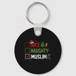 Naughty Nice Muslim Christmas Pyjamas Santa Claus  Key Ring